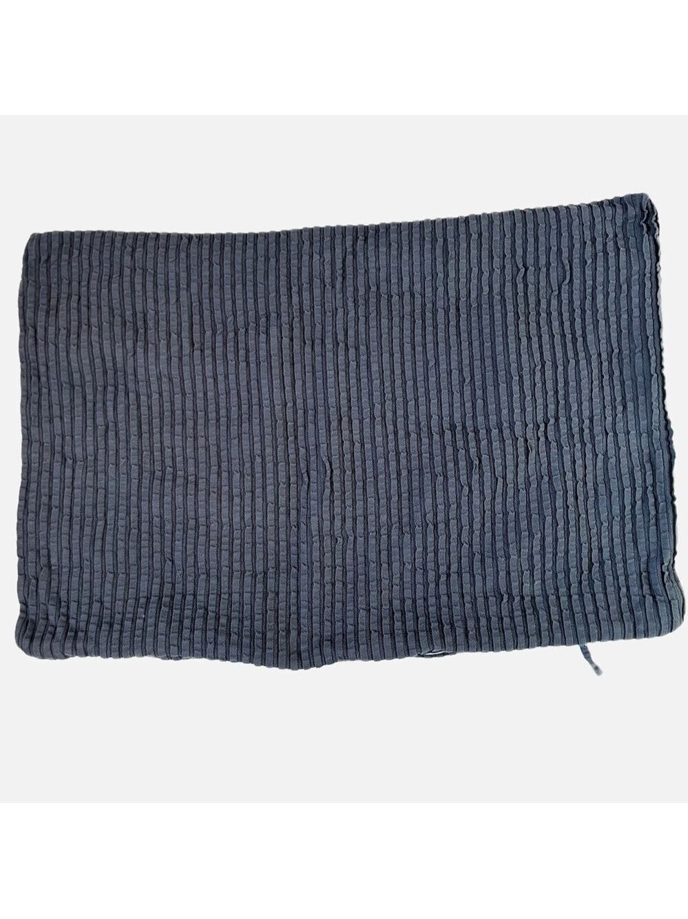 RESTORATION HARDWARE Navy Textured Pillow Sham Standard Cotton 18.5x27 Zipper